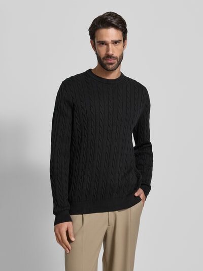 Christian Berg Men Gebreide pullover met ribboorden Zwart - 4