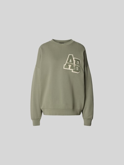 Produktfoto, Relaxed Fit T-Shirt mit Logo-Print von Anine Bing aus Reine Baumwolle in Olivgrün, Rundhalsausschnitt, eingefasste Ärmelabschlüsse, Rückenlänge 60 cm in Größe S