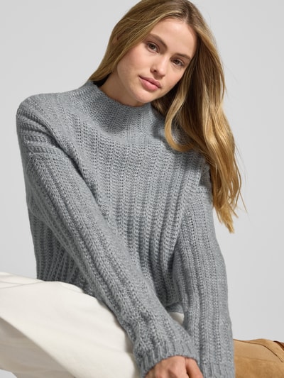 HUGO Relaxed Fit Strickpullover aus Baumwoll-Mix mit Woll-Anteil Modell 'SAFINEYNY' Hellgrau Melange 3