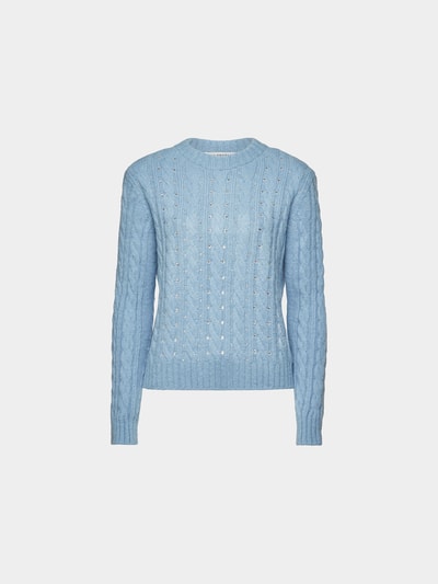 Philosophy di Lorenzo Ser Zopfstrickpullover mit Schmucksteinen Blau 1