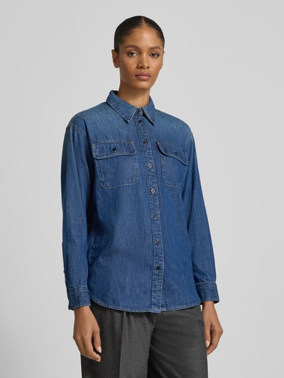 Lauren Ralph Lauren Regular fit jeansblouse met borstzakken Jeansblauw - 4