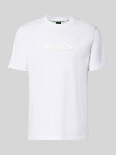 Produktfoto, weißes Regular Fit T-Shirt aus reiner Baumwolle Modell 'TS_TERRACE' von BOSS Green, unifarben, 3D-Label Print auf Jersey