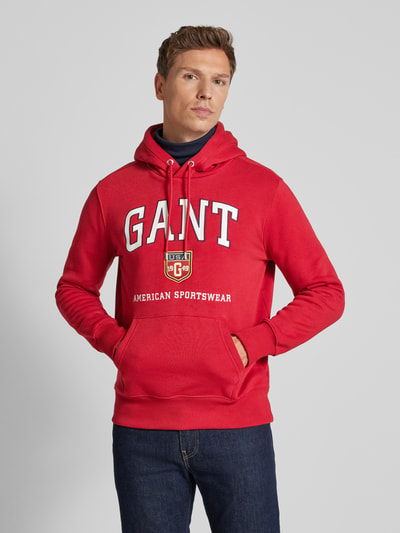 Gant Hoodie mit Label-Print Rot 4