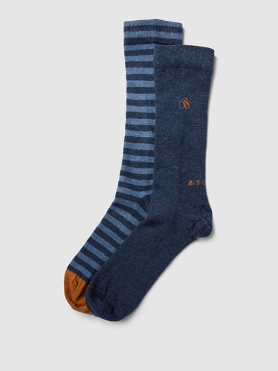 Scotch & Soda Socken mit Label-Detail im 2er-Pack Modell 'Stripe Classic' Blau 1