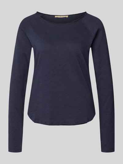 Produktfoto, Longsleeve mit Rundhalsausschnitt und Rollsaum von Smith and Soul aus reiner Baumwolle, Regular-Fit, dunkelblau, glatte Textur