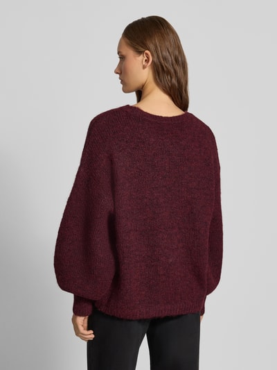 ONLY Regular Fit Pullover mit Woll-Anteil Modell 'NELLIE' Bordeaux Melange 5