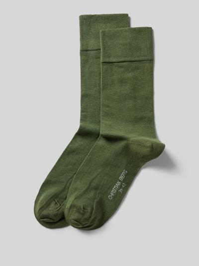 Christian Berg Men Socken mit Label-Print im 2er-Pack Dunkelgruen 1