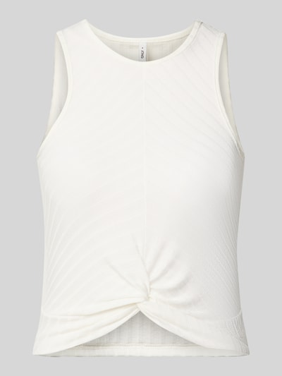 Only Slim fit tanktop met wikkellook, model 'SANDY' Offwhite - 2