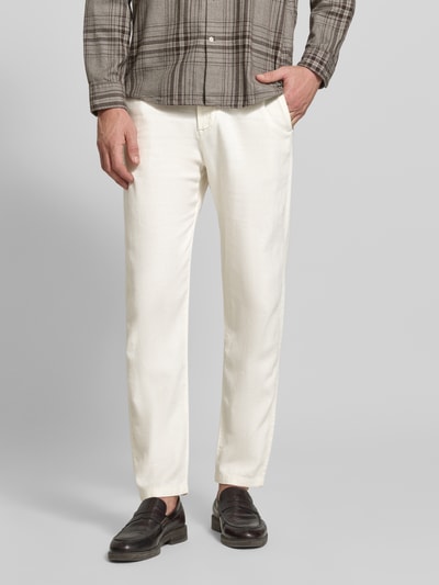 Selected Homme Slim Fit Hose aus Baumwoll-Leinen-Mix Modell 'BRODY' Weiss 4