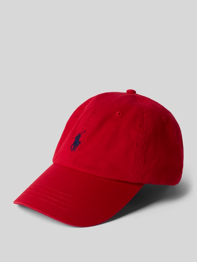 Productfoto, Basecap uit zuivere katoen van Polo Ralph Lauren, effen rood, logo-applicatie, geborduurde ventilatiegaatjes, stevige klep, verstelbare sluiting