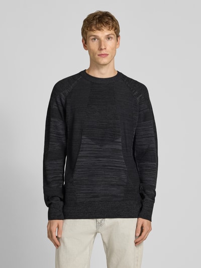 G-Star Raw Gebreide pullover met logostitching en ronde hals Zwart - 4