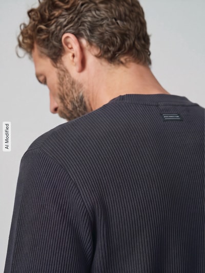 Tom Tailor Denim Bluzka z długim rękawem z okrągłym dekoltem Grafitowy 3