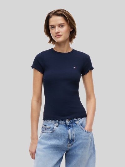 Tommy Jeans Slim Fit T-Shirt aus Baumwoll-Mix Dunkelblau 4