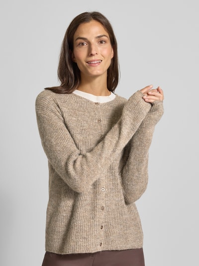 ICHI Strickjacke mit Rundhalsausschnitt Modell 'KAMARA' Taupe 3