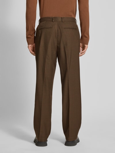 Les Deux Straight Leg Hose mit Bügelfalten Dunkelbraun 5