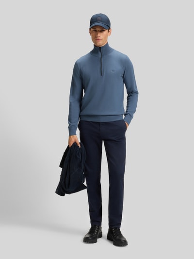BOSS Orange Regular Fit Troyer aus Baumwoll-Kaschmir-Mix Modell 'KANOBIX_S' Rauchblau 1