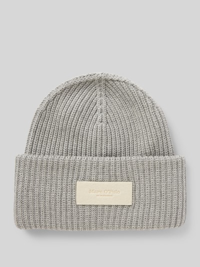 Marc O'Polo Beanie aus reiner Baumwolle Label-Patch Mittelgrau Melange 1