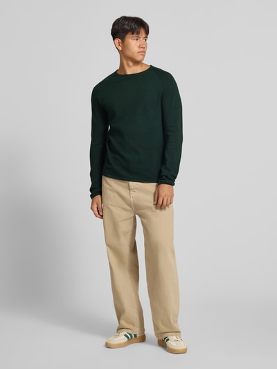JACK & JONES Regular Fit Pullover aus reiner Baumwolle Modell 'Hill' Dunkelgruen 1