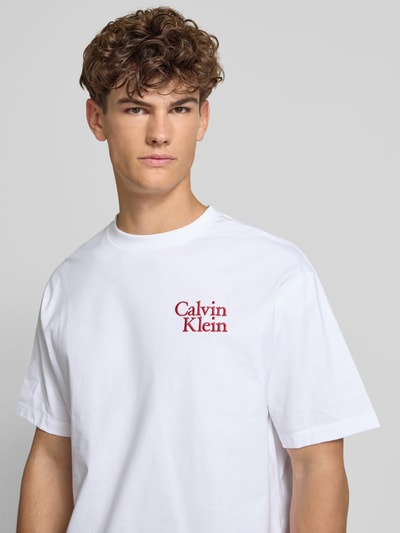 Calvin Klein Jeans T-shirt met labelstitching Wit - 3