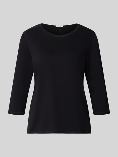 Produktfoto, zwart Regular Fit 3/4-shirt uit zuivere katoen van s.Oliver RED LABEL op effen grijze achtergrond