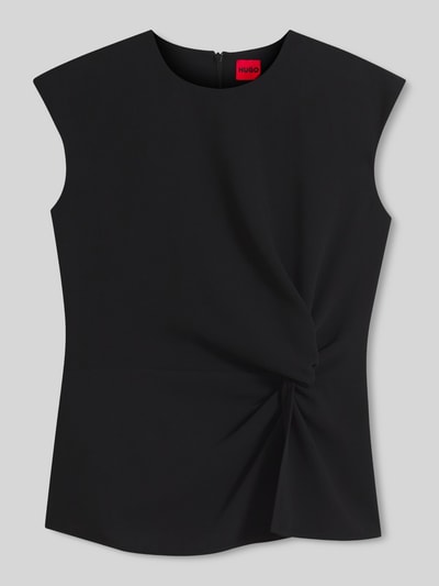 HUGO Regular Fit Kurzarmbluse mit Knoten-Detail Modell 'Cathida' Black 2