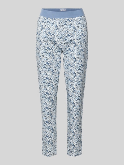 Produktfoto, 6/8-Hose im 5-Pocket-Design Modell 'Pamina' van Raphaela By Brax, blauw-wit patroon, katoenmix met stretch, verkorte pasvorm, elastische tailleband