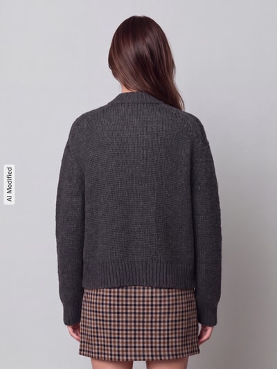 Marc O'Polo DENIM Regular Fit Strickjacke aus Schurwoll-Mix mit Alpaka-Anteil Anthrazit 5