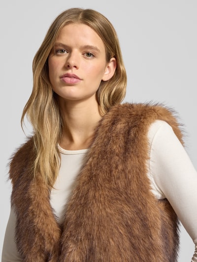 Only Regular Fit Webpelz-Weste mit Hakenverschluss Modell 'DAWN' Hellbraun 3