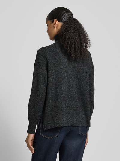 VERO MODA Regular Fit Rollkragenpullover mit Seitenschlitzen Modell 'DOFFY' Metallic Black Melange 5