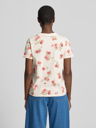 Jake*s Casual T-Shirt im Allover-Look mit Rundhalsausschnitt Offwhite Melange 5
