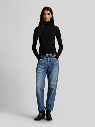 Polo Ralph Lauren sweter z golfem w kroju slim fit z mieszanki bawełny i lyocellu BLACK 1