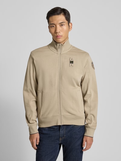 Blauer Usa Sweatjack met opstaande kraag en labelstitching, model 'CITY' Beige - 4