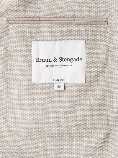 Bruun & Stengade Slim Fit 2-Knopf-Sakko mit Leinen-Anteil Modell 'Pisa' Sand 3