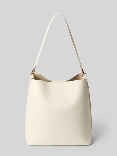 Produktfoto, Tote Bag mit Reißverschlusstasche Modell 'Meloy' von Seidenfelt, Damen Bag mit Strukturmuster, Logo-Prägung, Hauptfach mit Magnetverschluss, abnehmbarer Schulterriemen, Maße 34 cm Breite, 34 cm Länge, 17 cm Tiefe, 67 cm Schulterriemen. Helle Farbe, glatte und strukturierte Oberfläche.