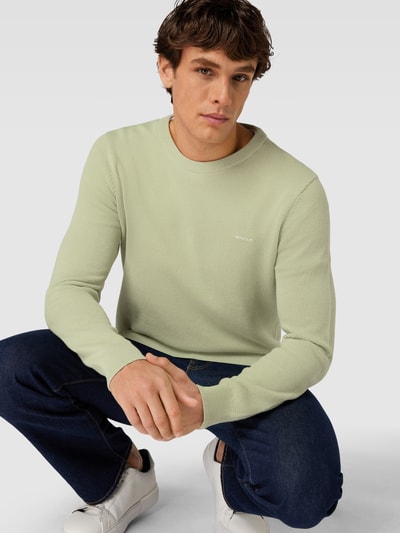 Gant Gebreide pullover met structuurmotief Lichtgroen - 3