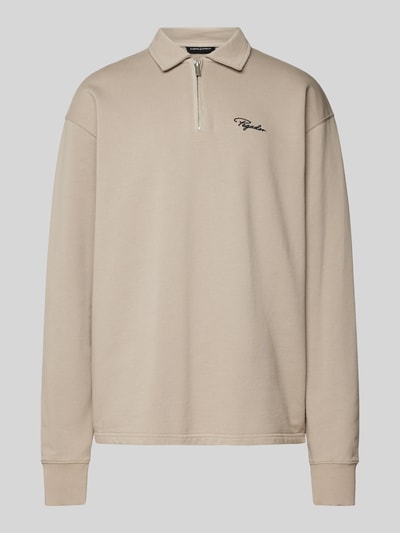 Pegador Oversized Poloshirt mit Label-Stitching Modell 'SIGNAR TERRY' Taupe 2