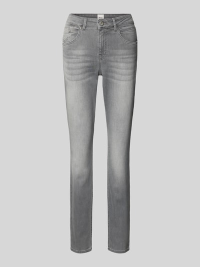 Produktfoto, Skinny Fit Jeans mit Eingrifftaschen Modell 'SHAKIRA' von Brax im Used-Look, grauer Baumwoll-Lyocell-Mix, glatte Struktur