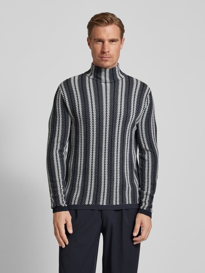 Emporio Armani Sweter z dzianiny z golfem Granatowy 4