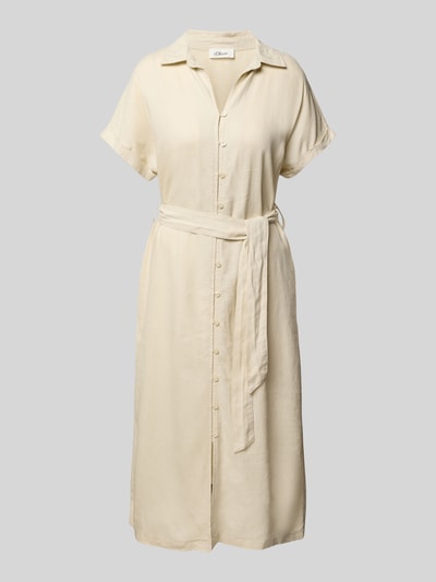 s.Oliver RED LABEL Relaxed fit overhemdjurk van linnenmix Zand - 2