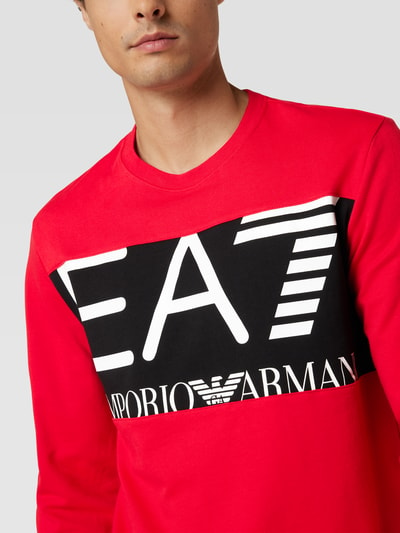 EA7 Emporio Armani Sweatshirt aus Baumwolle mit Label-Detail Rot 3