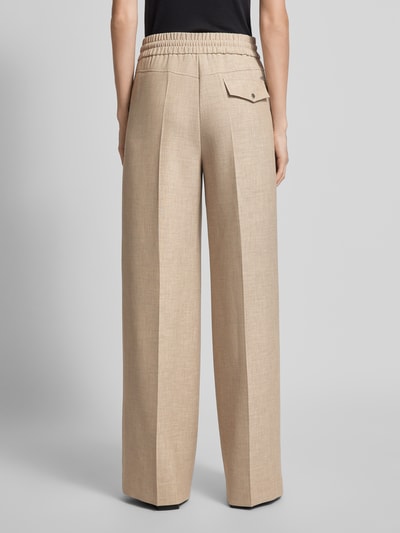 BOSS Wide leg stoffen broek met persplooien, model 'Tamaya' Beige - 5