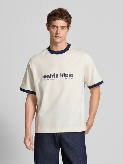 Calvin Klein Jeans T-Shirt mit Label-Print Offwhite 4