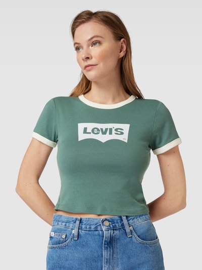 Levi's® Cropped T-Shirt mit Label-Print Schilf 3