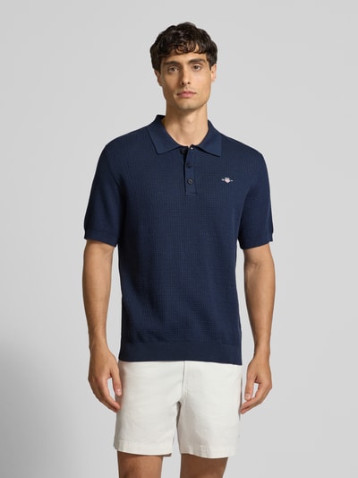 Gant Poloshirt met labelstitching Donkerblauw - 4