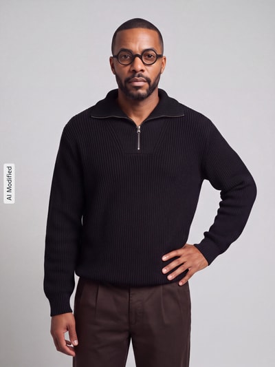 Selected Troyer mit Reißverschluss-Detail Black 4