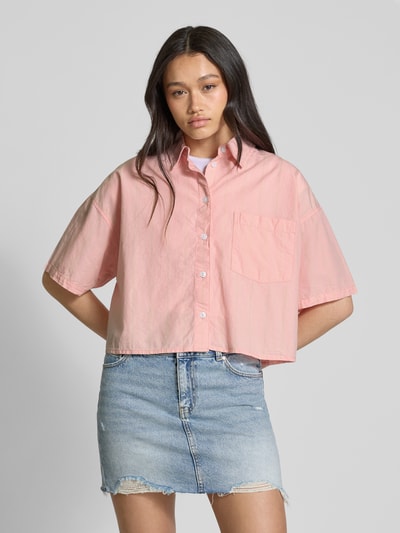 Review Boxy fit overhemdblouse met borstzak Roze - 4
