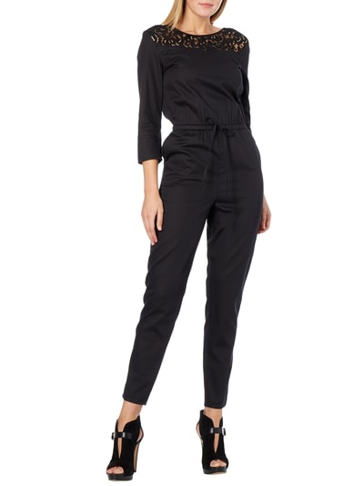 Tom Tailor Denim Jumpsuit mit Einsatz aus Häkelspitze Black 1