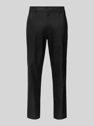 CK Calvin Klein Tapered fit linnen broek met labeldetail Zwart - 2