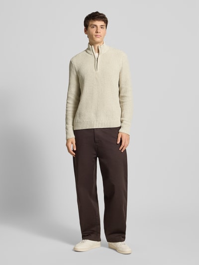 Only & Sons Regular fit schipperstrui met korte ritssluiting, model 'JOIN' Offwhite - 1