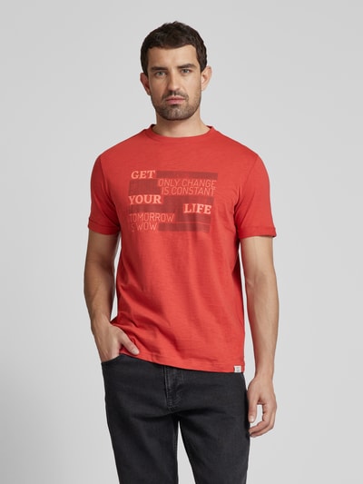 Lerros T-shirt met statementprint Koraal - 4